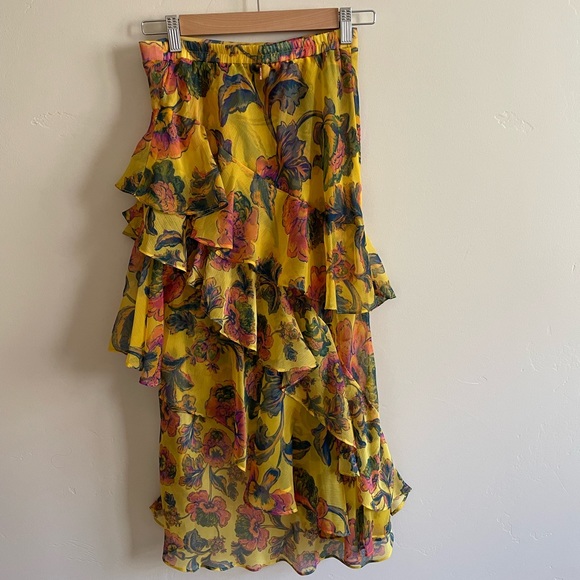 MISA Los Angeles Carmen Floral Asymmetric Ruffle Skirt - Picture 3 of 4